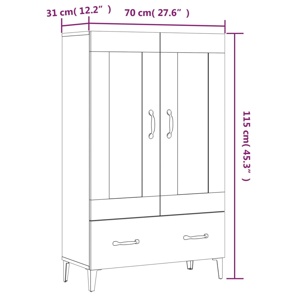 Alacena hormigón gris 70x31x115 cm de madera