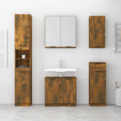 Mueble de baño con espejo roble ahumado 64x20x67 cm