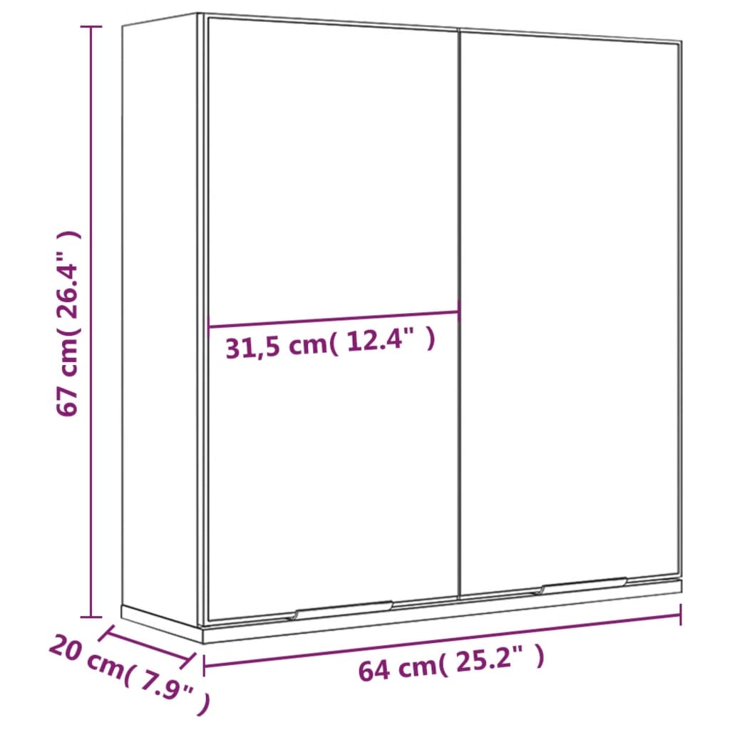 Mueble de baño con espejo roble ahumado 64x20x67 cm