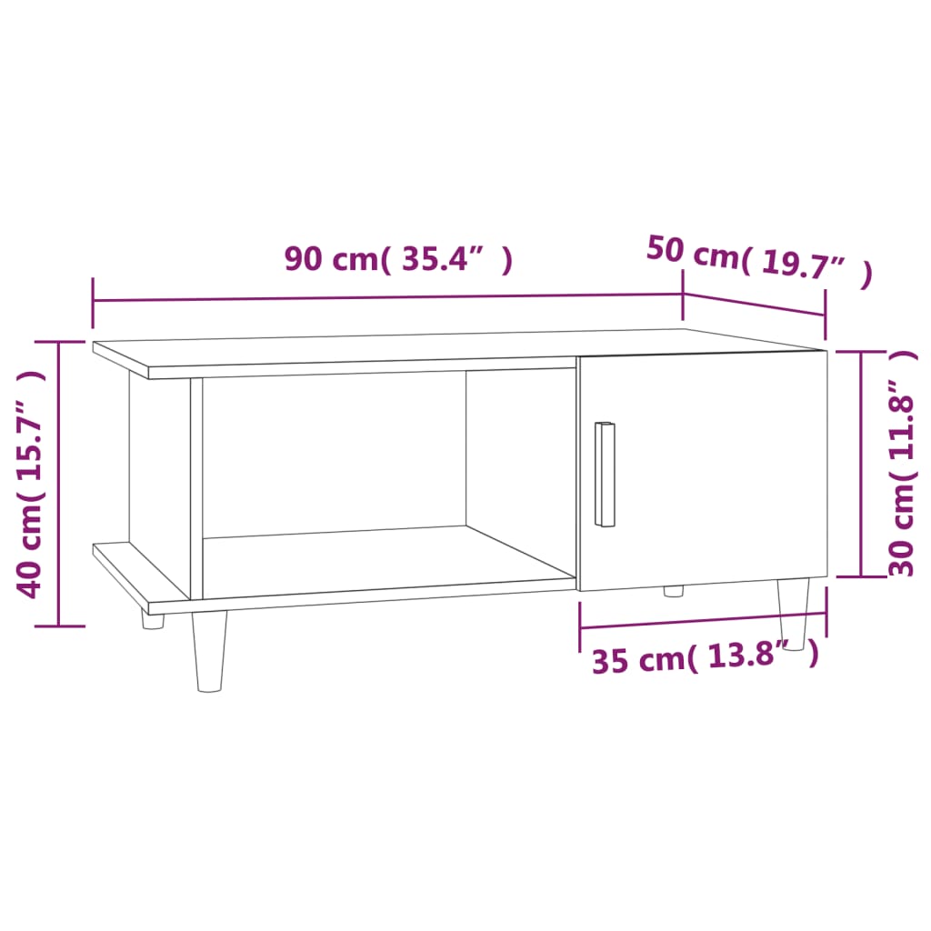 Couchtisch Braun Eichen-Optik 90x50x40 cm Holzwerkstoff