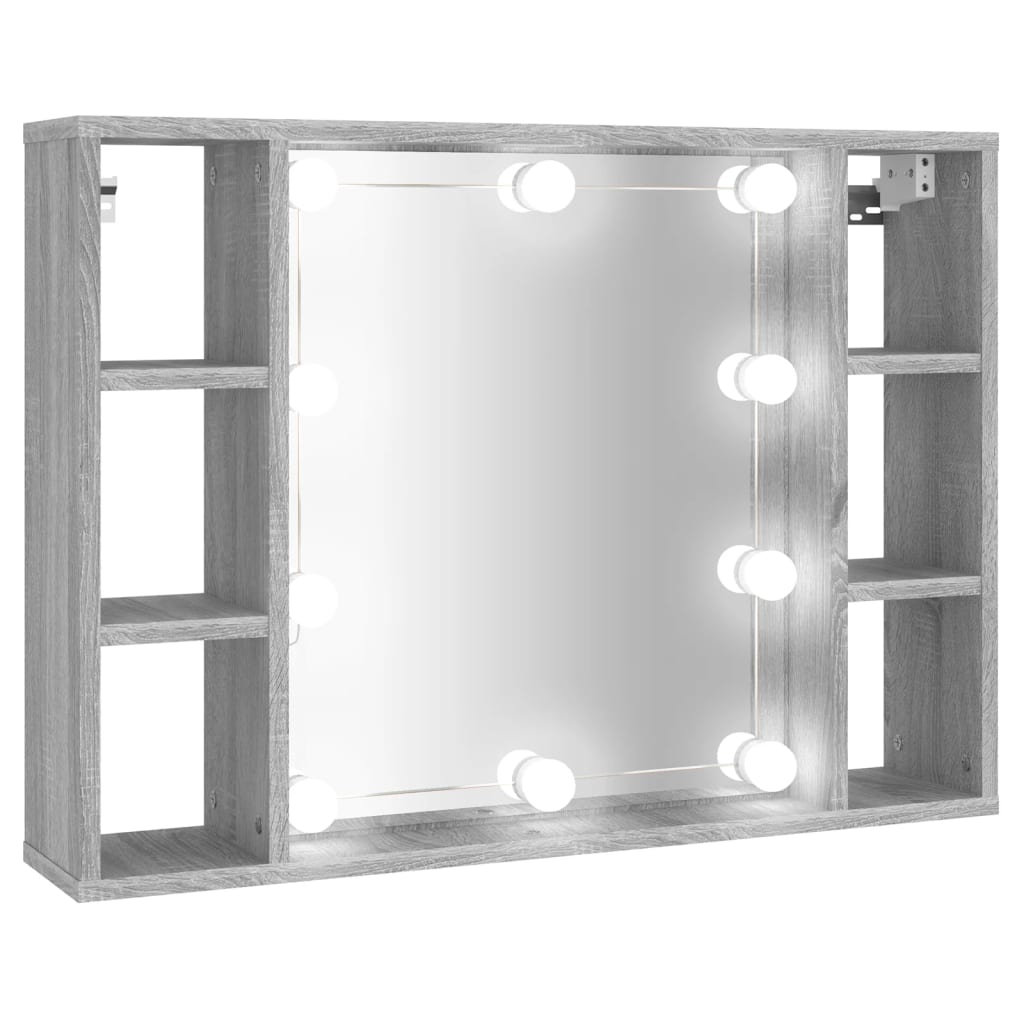 Armoire à miroir avec LED gris Sonoma 76x15x55 cm