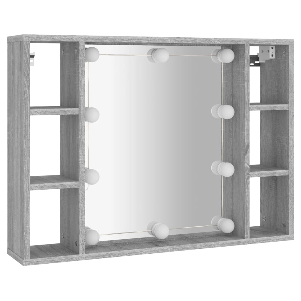 Armoire à miroir avec LED gris Sonoma 76x15x55 cm