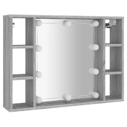 Armoire à miroir avec LED gris Sonoma 76x15x55 cm