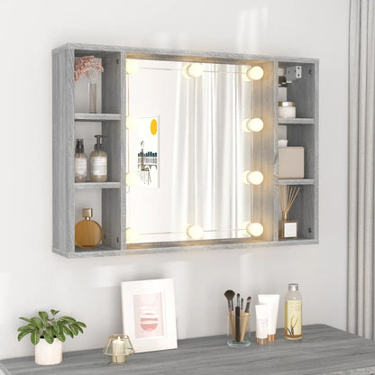 Armoire à miroir avec LED gris Sonoma 76x15x55 cm