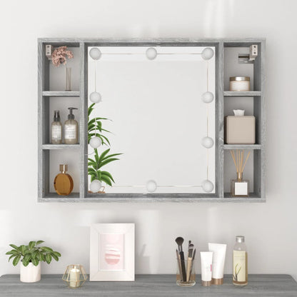 Armoire à miroir avec LED gris Sonoma 76x15x55 cm