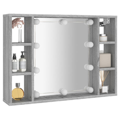 Armoire à miroir avec LED gris Sonoma 76x15x55 cm