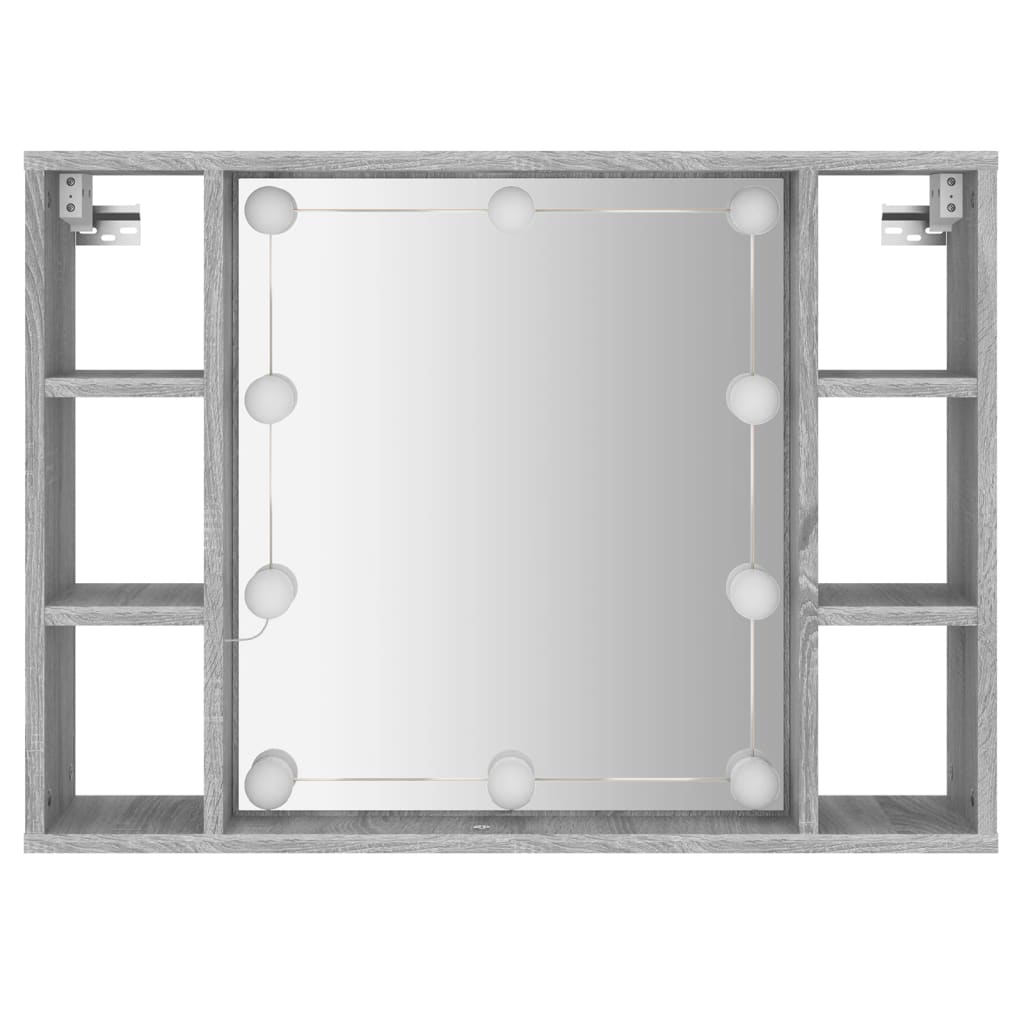 Armoire à miroir avec LED gris Sonoma 76x15x55 cm