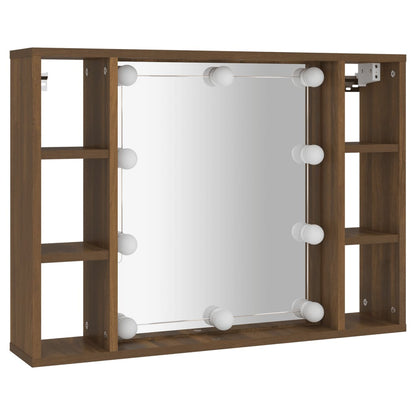 Armoire à miroir avec LED aspect chêne marron 76x15x55 cm