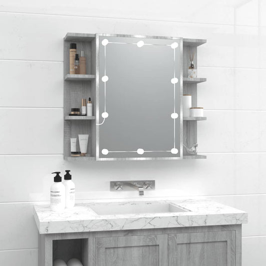 Armoire à miroir avec LED gris Sonoma 70x16,5x60 cm