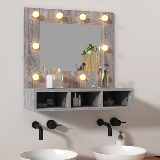 Armoire à miroir avec LED gris Sonoma 60x31,5x62 cm