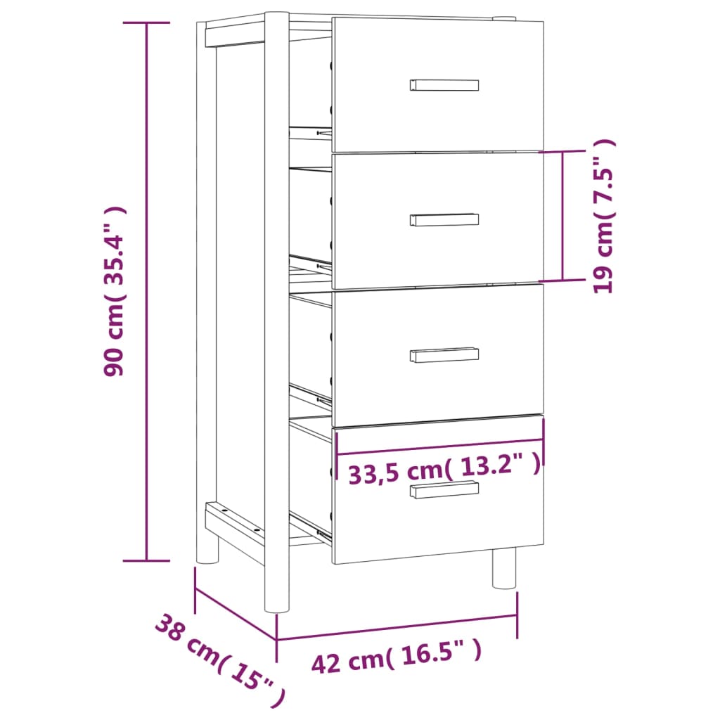 Highboard 42x38x90 cm Holzwerkstoff