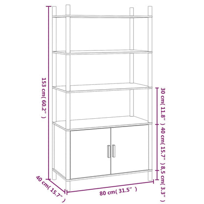 Highboard Schwarz 80x40x153 cm Holzwerkstoff