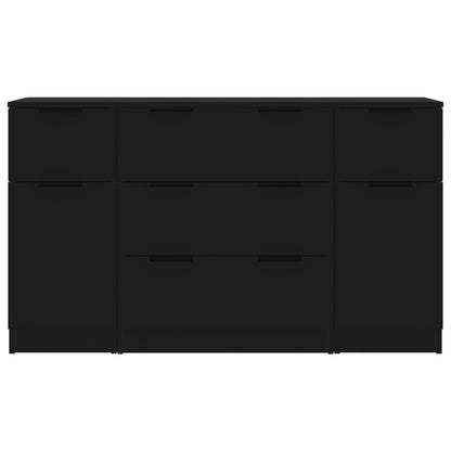 3-tlg. Sideboard-Set Schwarz Holzwerkstoff