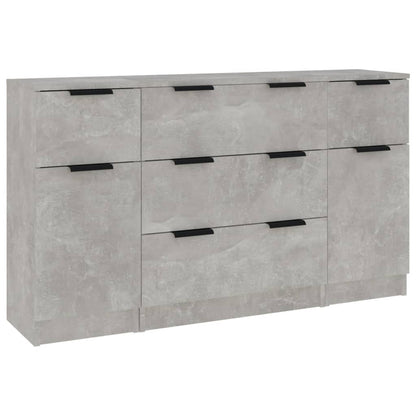 3-tlg. Sideboard-Set Betongrau Holzwerkstoff