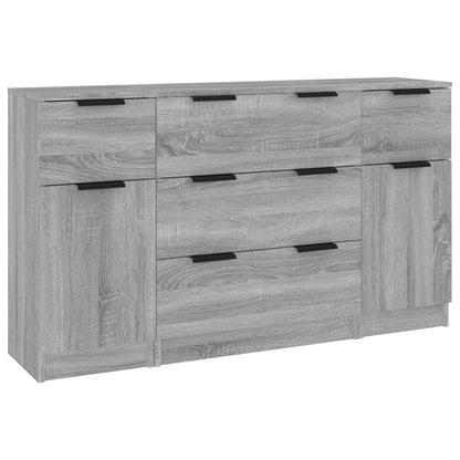 3-tlg. Sideboard-Set Grau Sonoma Holzwerkstoff