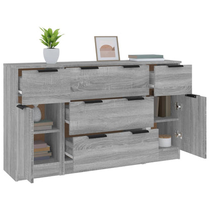 3-tlg. Sideboard-Set Grau Sonoma Holzwerkstoff