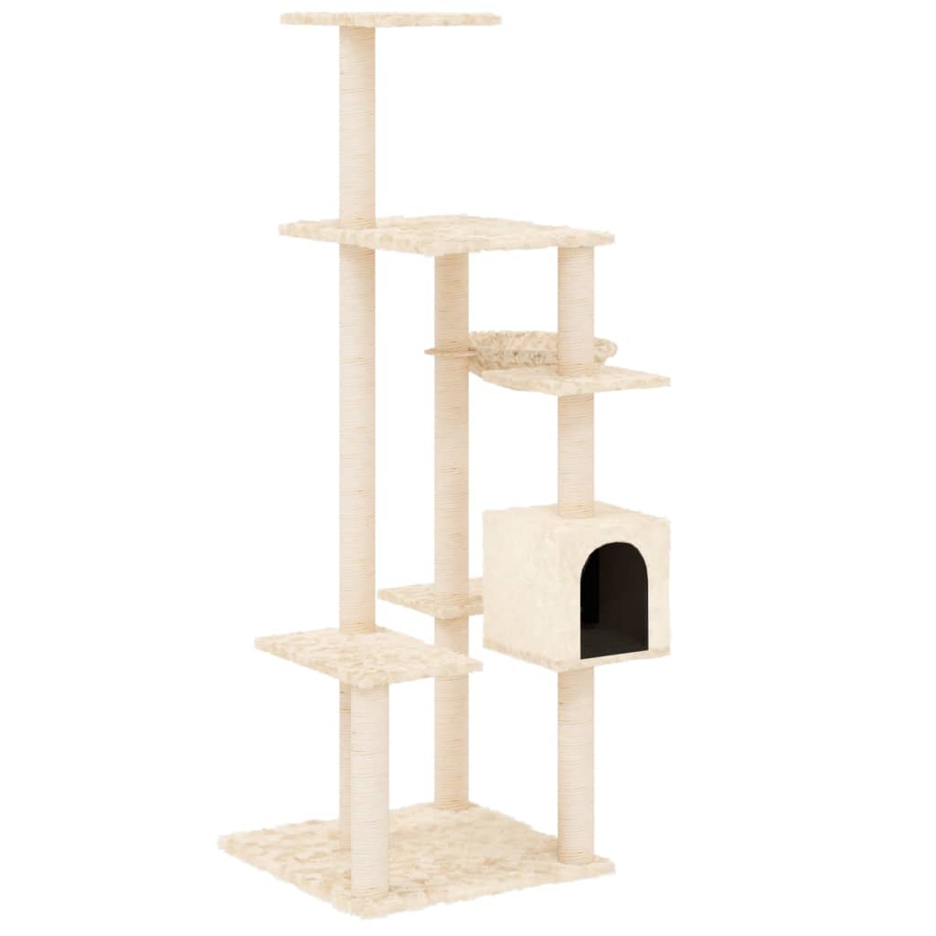 Arbre à chat avec griffoir en sisal crème 142 cm