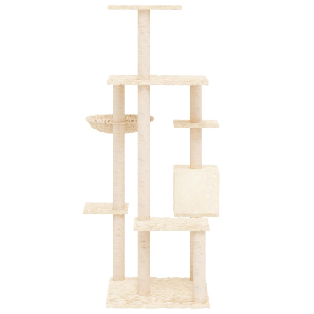 Arbre à chat avec griffoir en sisal crème 142 cm