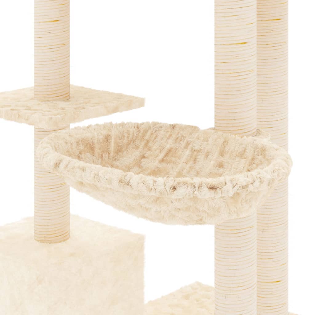 Arbre à chat avec griffoir en sisal crème 142 cm