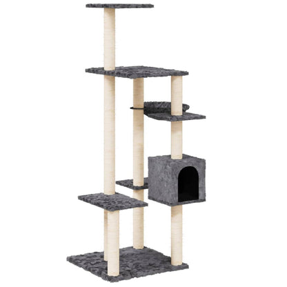 Arbre à chat avec griffoir en sisal gris foncé 142 cm