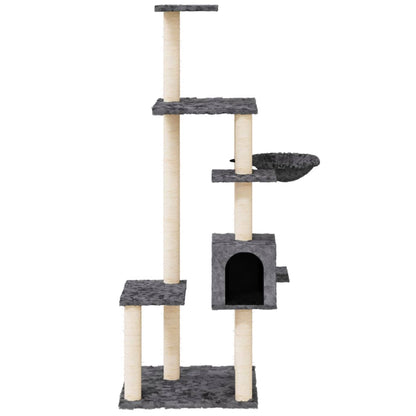 Arbre à chat avec griffoir en sisal gris foncé 142 cm