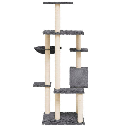 Arbre à chat avec griffoir en sisal gris foncé 142 cm