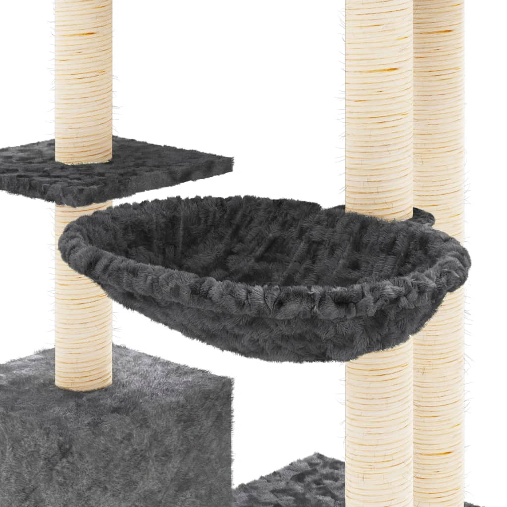 Arbre à chat avec griffoir en sisal gris foncé 142 cm