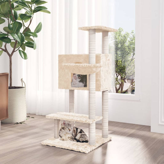 Arbre à chat avec griffoir en sisal crème 108,5 cm