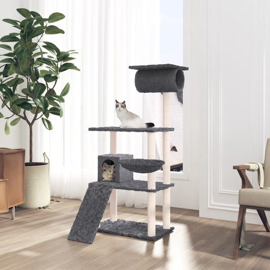 Arbre à chat avec griffoir en sisal gris foncé 131 cm