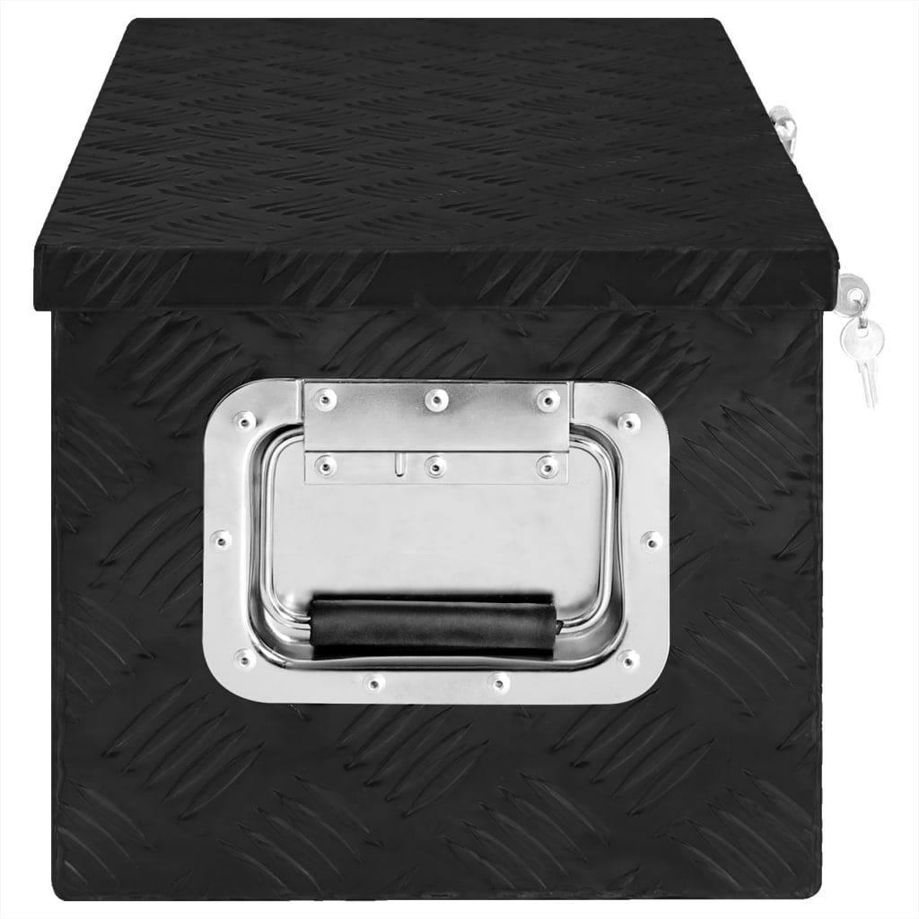 Boîte de rangement noir 70x31x27 cm aluminium