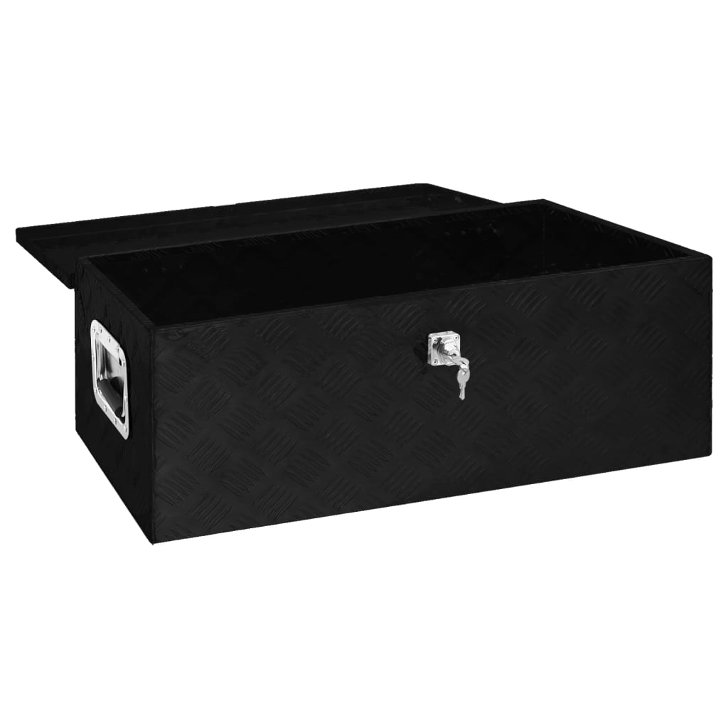 Caja de almacenamiento aluminio negro 90x47x33,5 cm