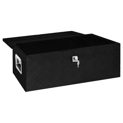 Caja de almacenamiento aluminio negro 90x47x33,5 cm