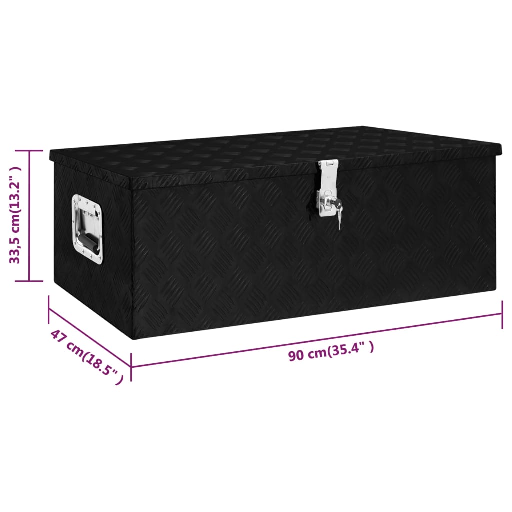 Caja de almacenamiento aluminio negro 90x47x33,5 cm