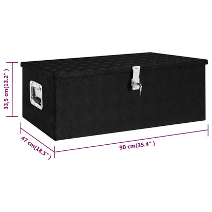 Caja de almacenamiento aluminio negro 90x47x33,5 cm