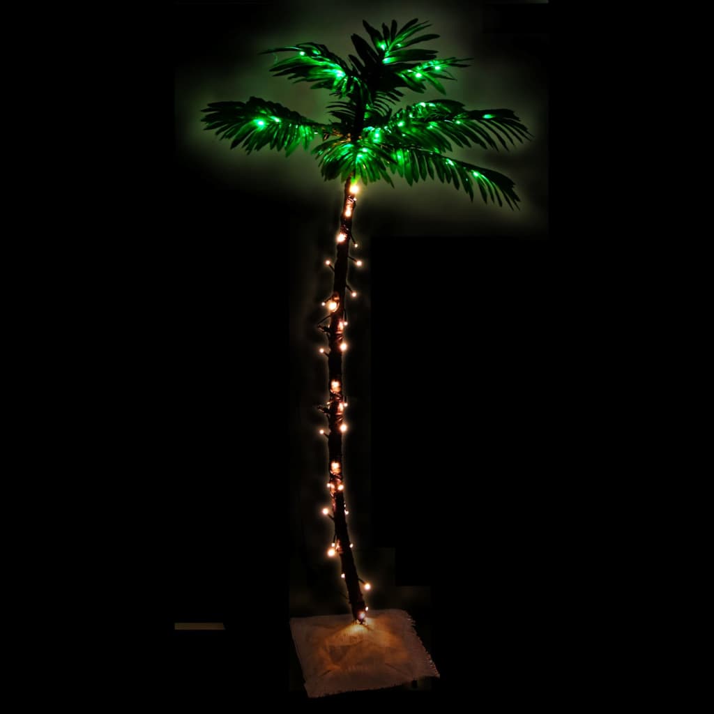 Palmera artificial con 88 LEDs blanco cálido 150 cm