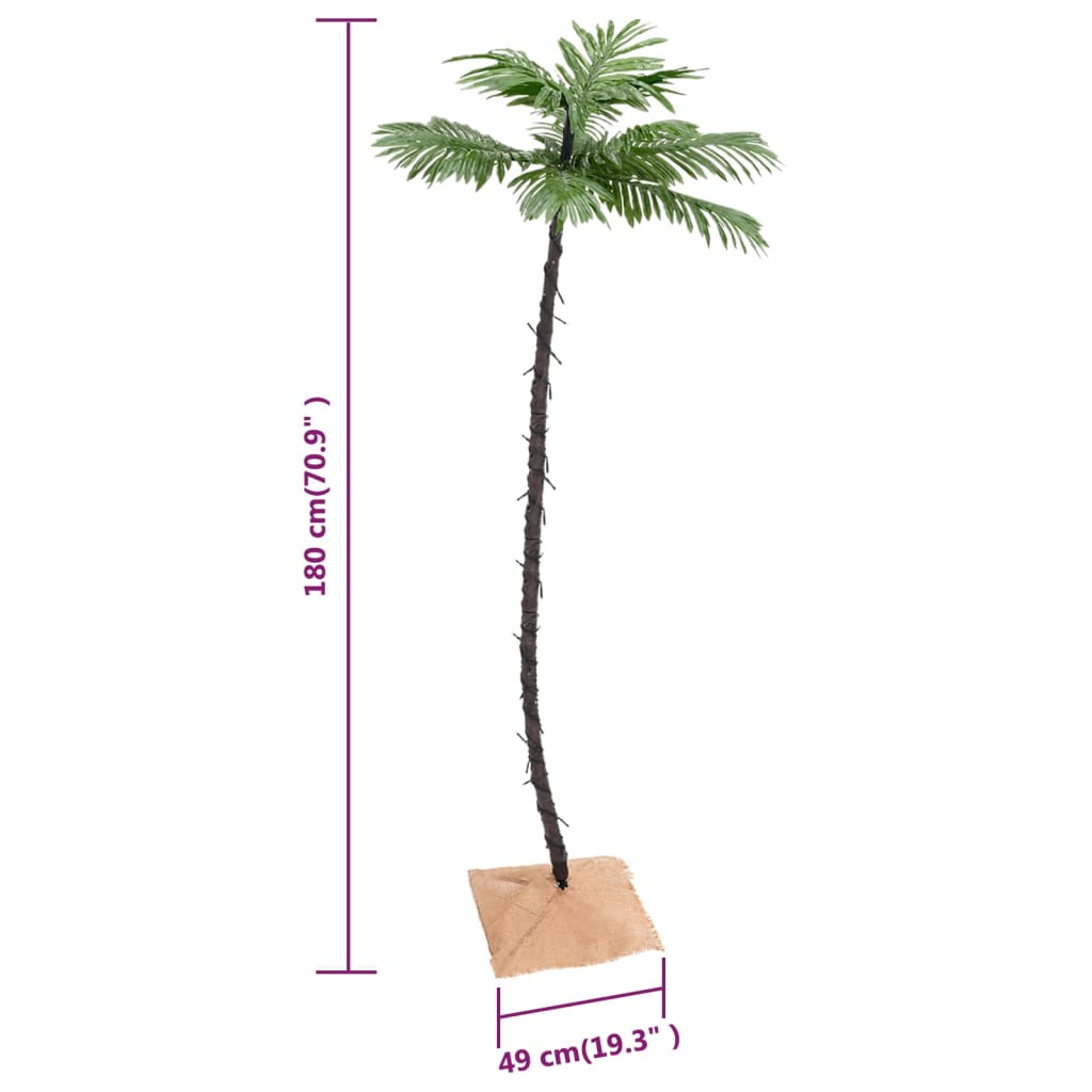 Palmera artificial con 96 LEDs blanco cálido 180 cm