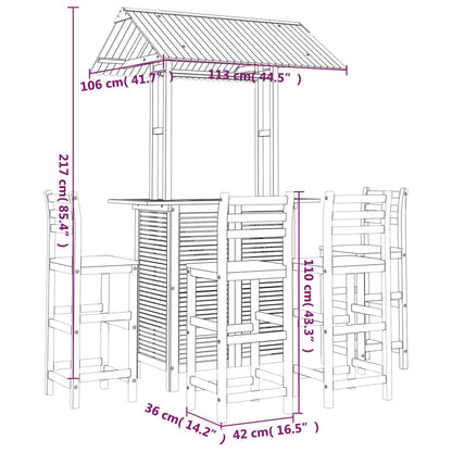 5-tlg. Gartenbar-Set Massivholz Akazie