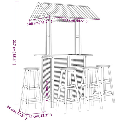 5-tlg. Gartenbar-Set Massivholz Akazie