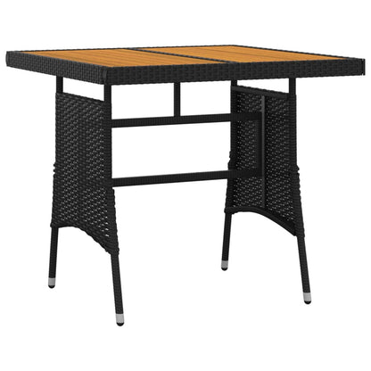 3 piezas. Conjunto de comedor de jardín poliratán negro