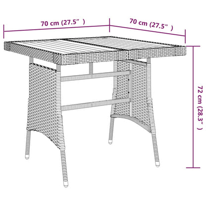 3 piezas. Conjunto de comedor de jardín poliratán negro