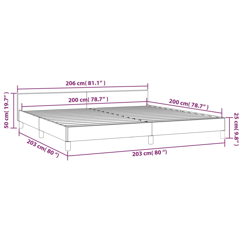 Bettgestell mit Kopfteil ohne Matratze Weiß 200x200 cm