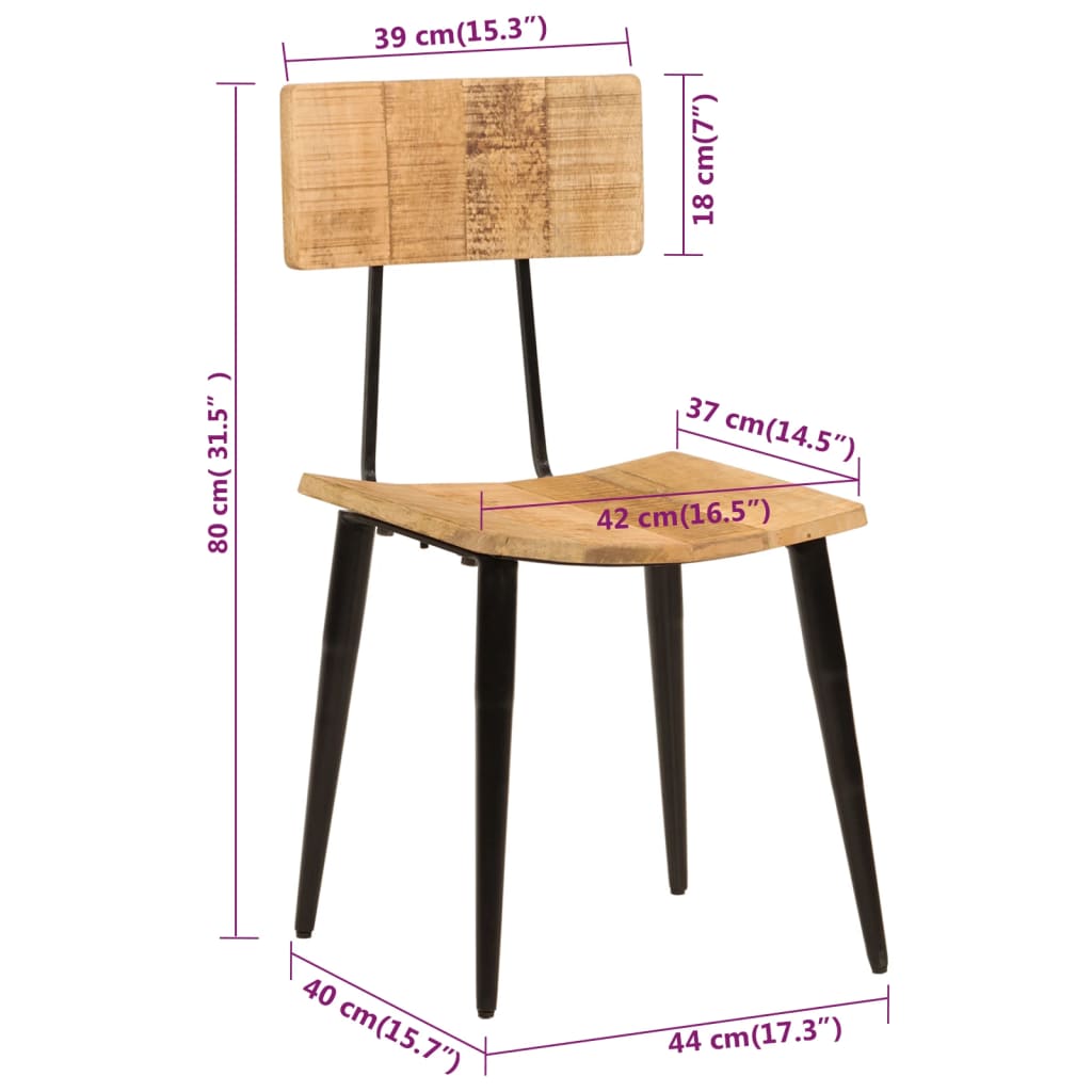 Esszimmerstühle 2 Stk. 44x40x80 cm Massivholz Mango