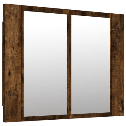 Armoire à miroir LED chêne fumé 60x12x45 cm en bois