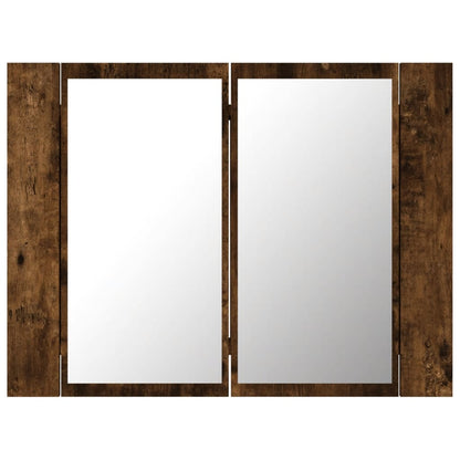 Armoire à miroir LED chêne fumé 60x12x45 cm en bois