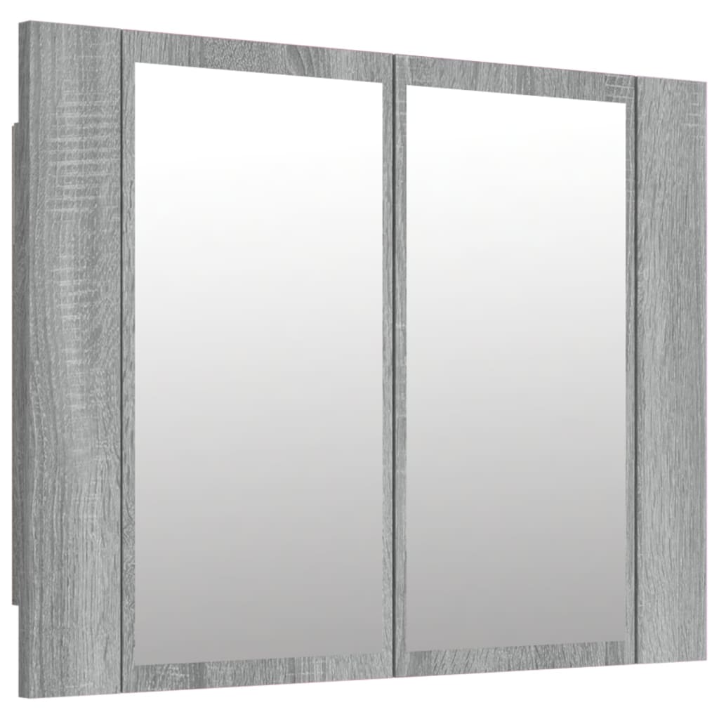 Armoire à miroir LED gris Sonoma 60x12x45 cm en bois