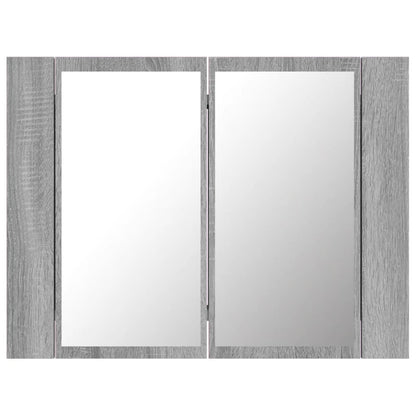 Armoire à miroir LED gris Sonoma 60x12x45 cm en bois