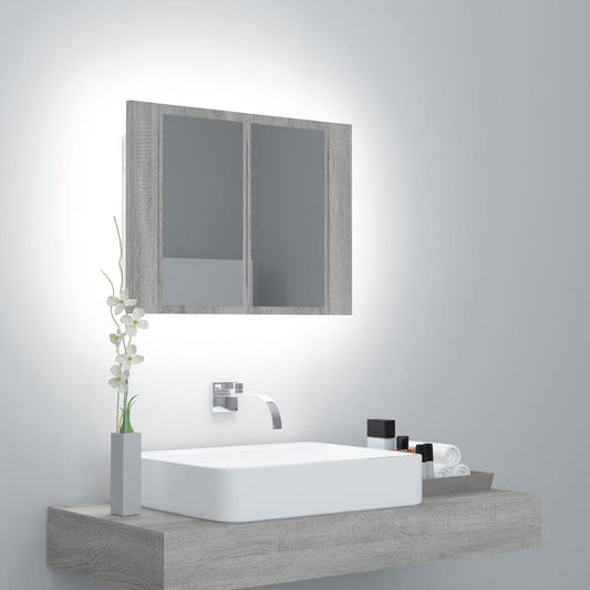 Armoire à miroir LED gris Sonoma 60x12x45 cm en bois