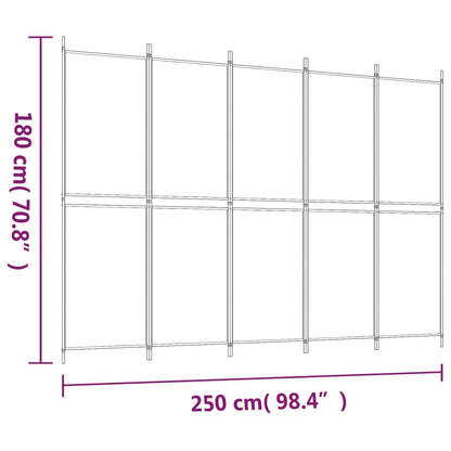 5 uds. Biombo tejido marrón 250x180 cm