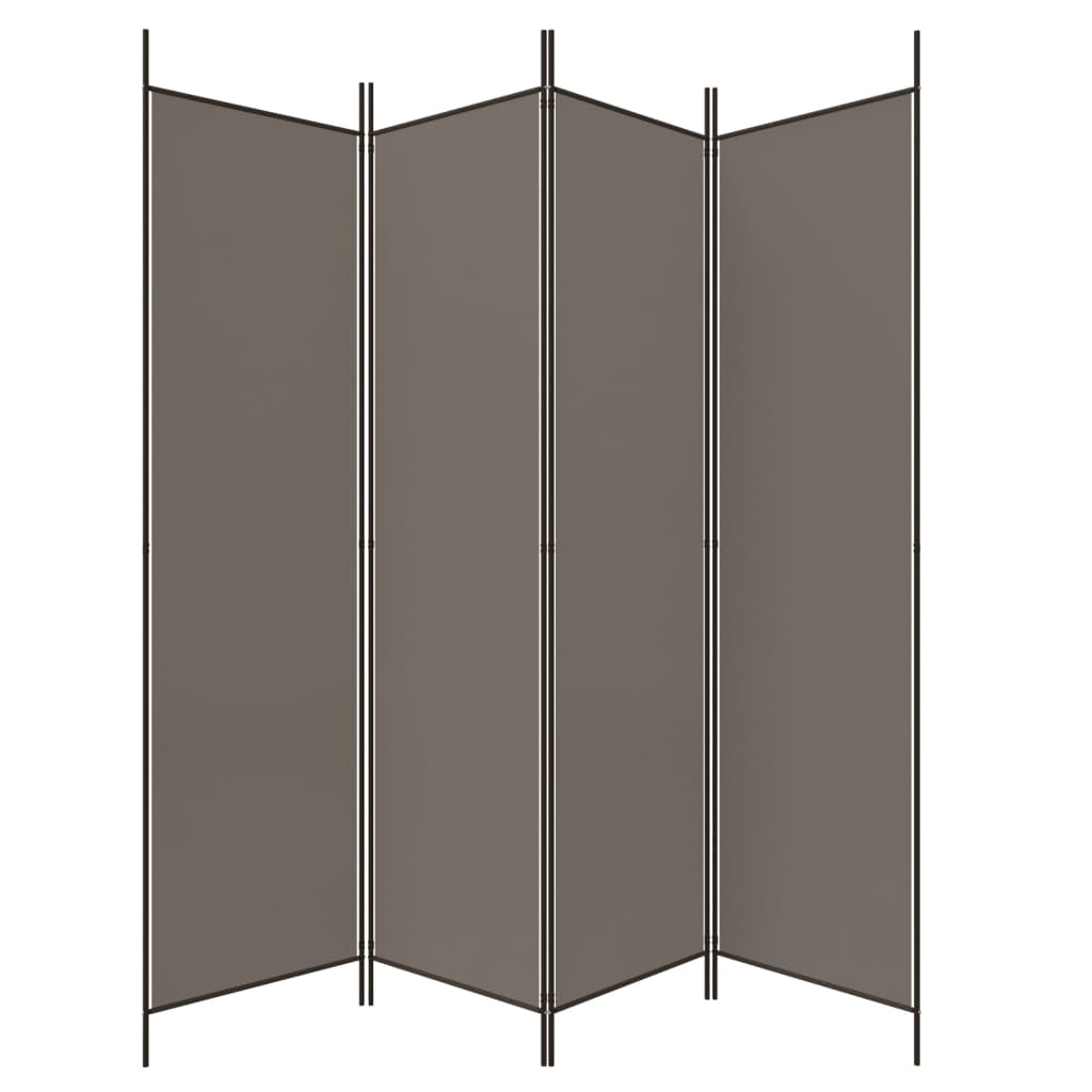 4-tlg. Paravent Anthrazit 698x180 cm Stoff