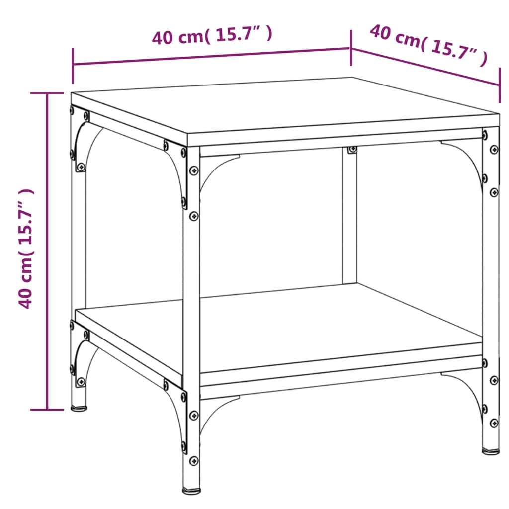 Mesa auxiliar aspecto roble marrón 40x40x40 cm de madera